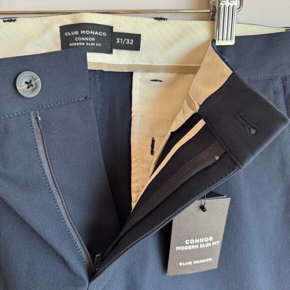 Club Monaco Connor Tech Pant Mens 31X32 Navy Blue Tapered Slim Pants Stretch - Picture 10 of 16